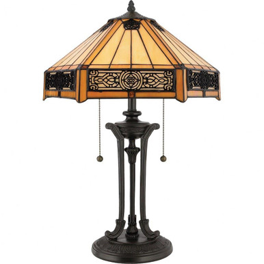 Pottery Rowans 2 Light Craftsman Tiffany Table Lamp by BSH - 71-BEL-619847