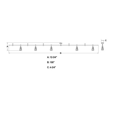 Milford 5 Light Track Light 12.75 Inch Tall and 108 Inch Wide by Vaxcel - C0317