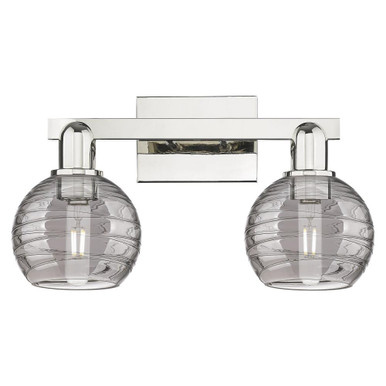 Athens Deco Swirl 2 Light Bath Vanity 16 Inch Wide by Innovations - 716-2W-PN-G1213-6SM
