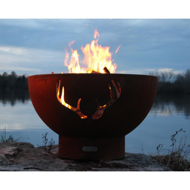 Antlers Wood Fire Pit 24 Inch Tall x 36 Inch Wide by Fire Pit Art - antlers-woodburning