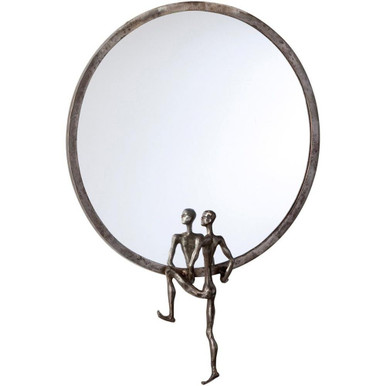 24.5 Inch Rustic Art Deco Figural Round Mirror by Bailey Street Home - 182-BEL-1089297