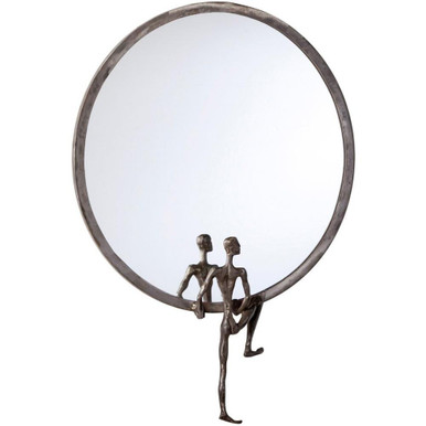 24.5 Inch Iron Rustic Art Deco Figural Round Mirror by Bailey Street Home - 182-BEL-1089298