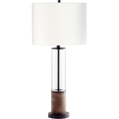  1 Light Tall Table Lamp with Glass & Wood Column Base by BSH - 182-BEL-4637147