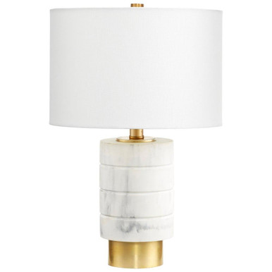  1 Light Table Lamp with Column White Marble and Brass Base by BSH - 182-BEL-4529919