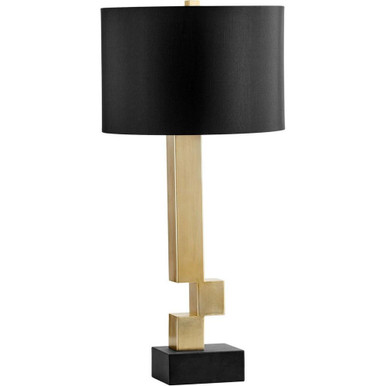  1 Light Tall LED Table Lamp with Gold and Black Block Base by BSH