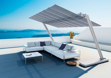 Flexy Zen 8 x 10 Foot Commercial Dual Post Freestanding Awning by FIM - Flexy-Zen