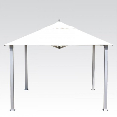 11 Foot Aluminum Manual Lift Square Pavilion with Curtains by Bambrella - 3-4mSQ-HA-cc