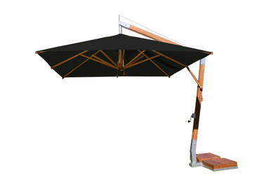 11 Foot Bamboo Crank Lift Square Cantilever Umbrella by Bambrella - 3-4mSQ-SW-L