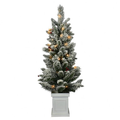 4 Foot PreLit and Flocked Christmas Tree with Berries by Bailey Street Home - 756-BEL-5244733