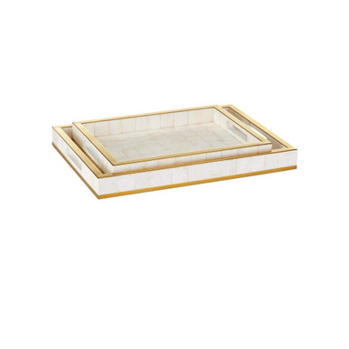 Casey Pearl Tray (Set of 2) 2 Inch Tall and 14 Inch Wide by Currey Company - 1200-1021