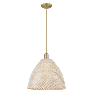 Natural Ballston Dome 1 Light Cord Mini Pendant 15.75 Inch by Innovations - 716-1P-NBD-16