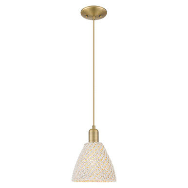 Natural Ballston Dome 1 Light Cord Mini Pendant 8 Inch Tall by Innovations - 716-1P-NBD-75