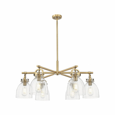 Newton Bell 6 Light Stem Hung Arch Chandelier 26 Inch Wide by Innovations - 410-6CR-G412-7