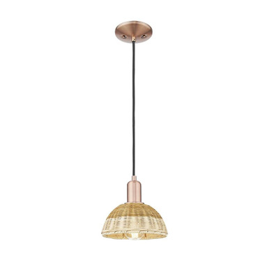 Natural Ballston Dome 1 Light Basket Cord Mini Pendant 7 by Innovations - 716-1P-NBD2-7_P