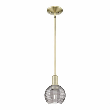 Athens Deco Swirl 1 Light Stem Hung Mini Pendant 8 Inch Tall by Innovations - 716-1S-G1213-6