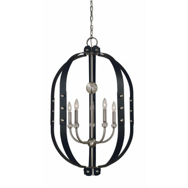 Urban Craftsman 5 Light Medium Chandelier by Framburg - 5315 BN/MBLACK
