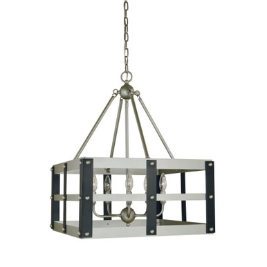 Metro Artisan 5 Light Small Caged Chandelier by Framburg - 5346 SP/MBLACK