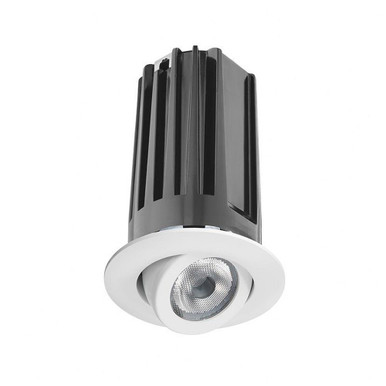 2 Inch LED 3000K Round Adjustable Flood Trim 4.38 Inch Tall by Juno - 2LEDTRIM G2 ADJ 30K 90CRI FL WH