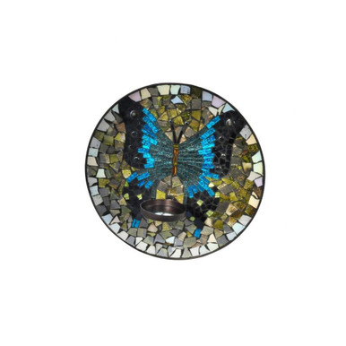 Butterfly 12 Inch Mosaic Candle Holder by Dale Tiffany - AV15424