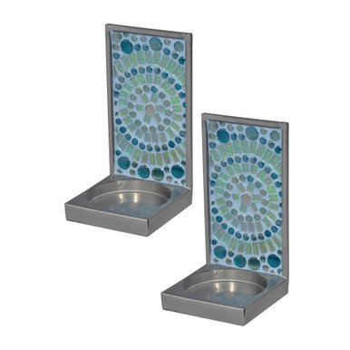 Sea Bubbles 6 Inch 2 Piece Mosaic Candle Holder Set by Dale Tiffany - AV17034