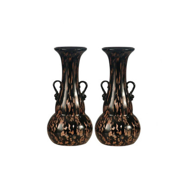 Malachi 9.75 Inch 2 Piece Hand Blown Art Glass Vase Set by Dale Tiffany - AV17046