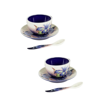 Iris 3.5 Inch 2 Piece Hand Painted Cup And Saucer Set by Dale Tiffany - PC19030