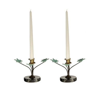 Maple Leaf 7 Inch 2 Piece Metal Candle Holders by Dale Tiffany - TC18264