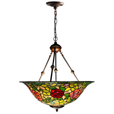Rose Bush Inverted 30 Inch 3 Light Chandelier by Dale Tiffany - TH21074