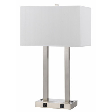 2 Light Desk Lamp with 2 Outlet 27 Inches Tall and 10 Inches Wide by Cal  - LA-8028DK-1-BS