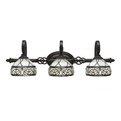 Elegante 3 Light Royalmerlot Art Glass Vanity Light by Toltec - 163-DG-9485