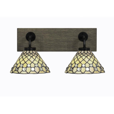Oxbridge 2 Light Art Glass Vanity Fixture 17.75 Inch Length by Toltec - 1772-MBDW-9415