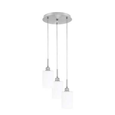 Array 3 White Muslin Glass Steel Small Pendant 12.5 Inch Tall by Toltec - 1818-BN-310