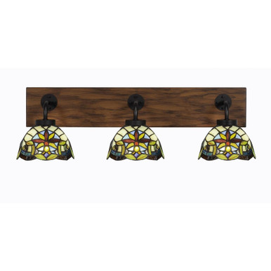 Oxbridge 3 Light Art Glass Vanity Light 27.5 Inch Long by Toltec - 1773-MBWG-9365