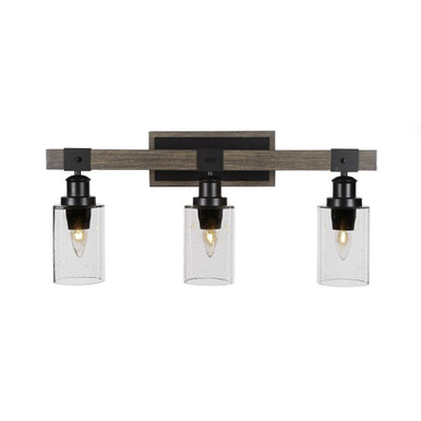 Tacoma Three Light Cylinder Glass Vanity Light  25.25 Inch Length by Toltec - 1843-MBDW-300