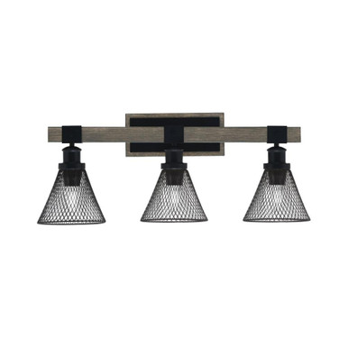 Tacoma 3 Light Metal Shade Vanity Light 27.25 Inch Length by Toltec - 1843-MBDW-805-MB