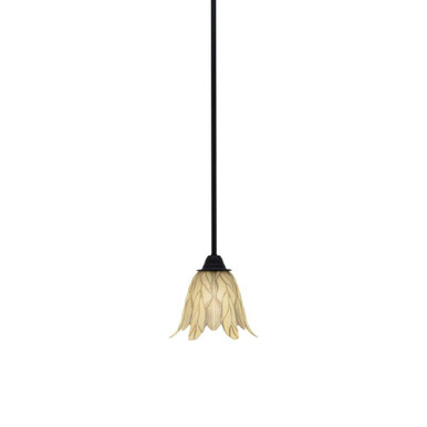 Paramount 1 Light Vanilla Leaf Glass Stem Hung Small Pendant by Toltec - 3401-MB-1025