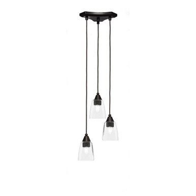 Europa 3 Light Clear Bubble Glass Small Pendant by Toltec - 28-DG-461