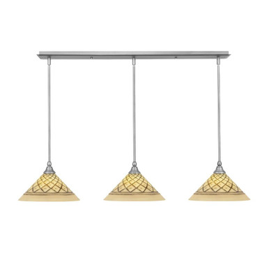 3 Light Stem Hung Linear Pendalier 7.5 x 44 Inch Length by Toltec  - 36-BN-7182