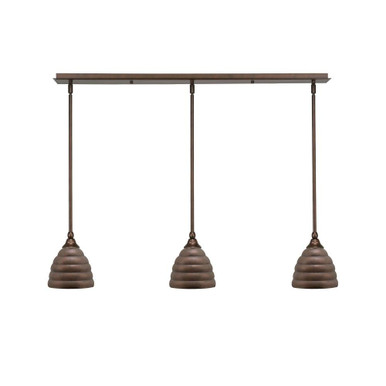 Any 3 Light Steel Linear Pendant 37.25 Inch Length by Toltec - 36-BRZ-425