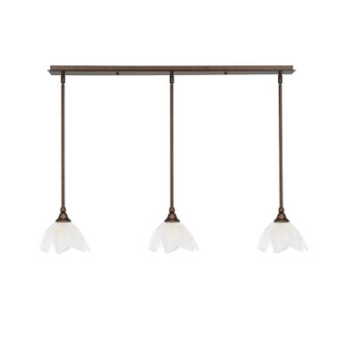 Any 3 Light Gold Ice Glass Linear Pendant by Toltec - 36-BRZ-755