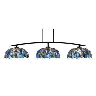 Kurve 3 Light Steel Island Pendant 56.5 Inch Length by Toltec - 3733-MB-995