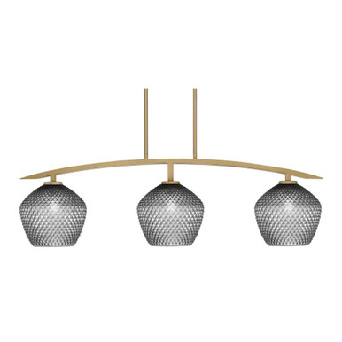 Kurve 3 Light Textured Glass Bar Island Pendant 12.25 Inch Tall by Toltec - 3736-NAB-4922
