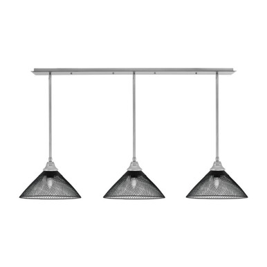 3 Light Stem Hung Linear Pendalier 9 x 5.75 Inch Length by Toltec - 48-BN-808-MB