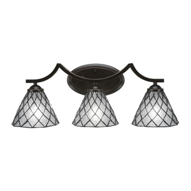 Zilo 3 Light Diamond Ice Art Glass Vanity Light by Toltec - 553-DG-9185