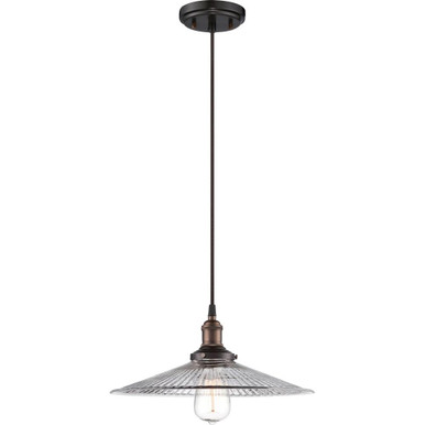 Vintage 1 Light Clear Ribbed Glass Medium Pendant by Nuvo - 60/5516