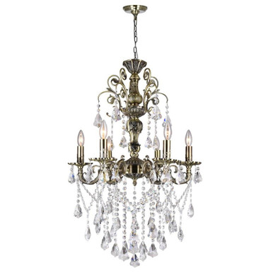 Brass 6 Light Medium Chandelier by CWI - 2011P24AB-6