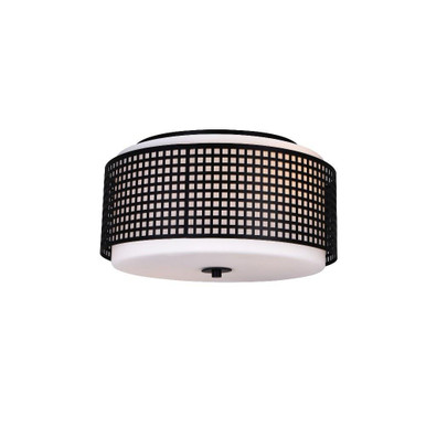 Checkered 2 Light 15 Inch Wide Metal Flush Mount by CWI - 5209C15B