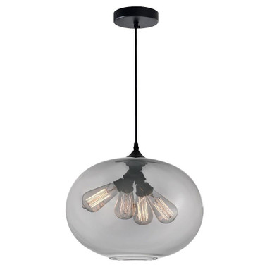 Glass 4 Light Small Pendant by CWI - 5553P16-Smoke