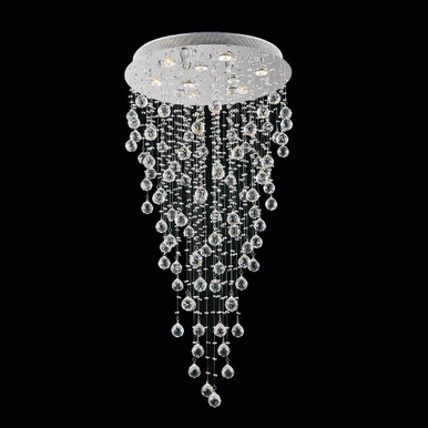 Rain Drop 9 Light 37 Inch Tall Flush Mount by CWI - 6601C24C(H:35)