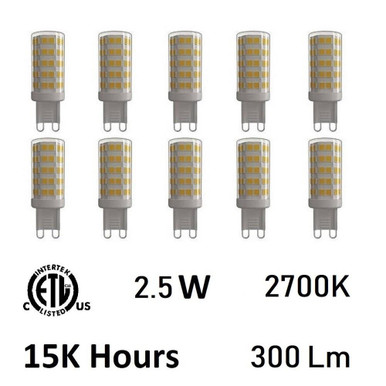 2.5W G9 LED Replacement Bulb (Set of 10) by CWI - G9K2700-10